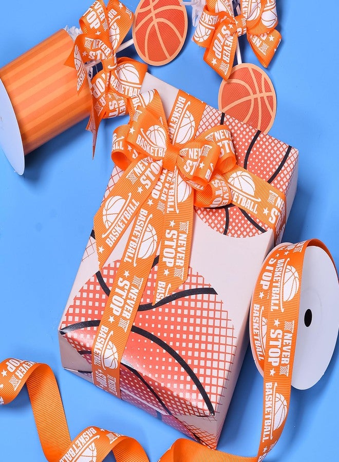 Ribest Basketball Ribbon, 7/8 Inch Grosgrain Sports Ribbon for Crafts Hair Bows Gift Wrapping Team Decor Party Decorations, Orange and White, 10 Yards - Image 4